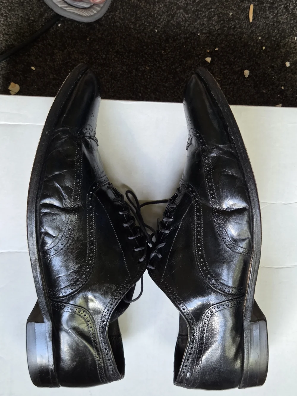 Classic Black Leather Wingtip Derby Shoes